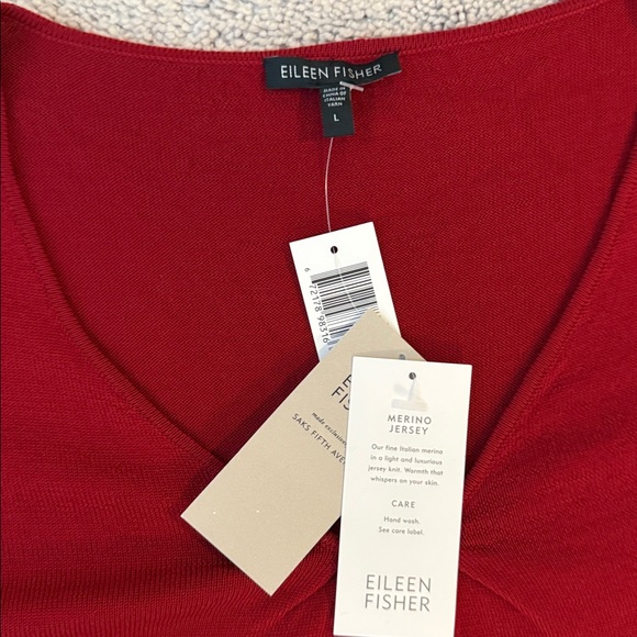 Eileen Fisher Merino Jersey Long Sleeve Top Cranberry Red Size Large - Picture 5 of 7